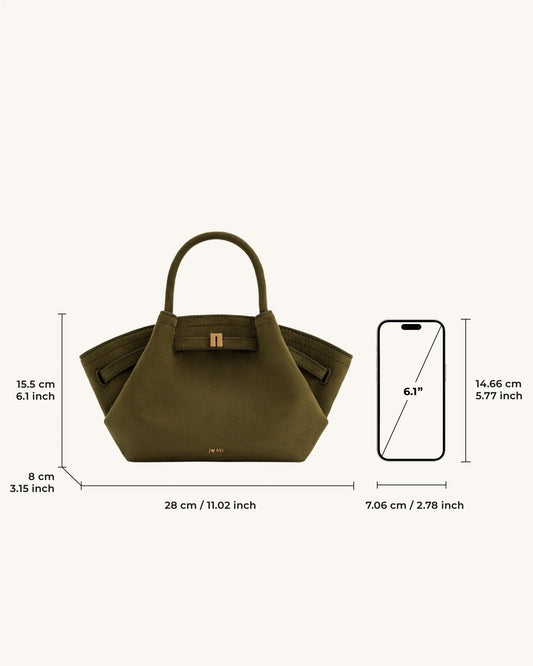 BOXED JW PEI Hana Mini Faux Suede tote bag -Dark Olive
