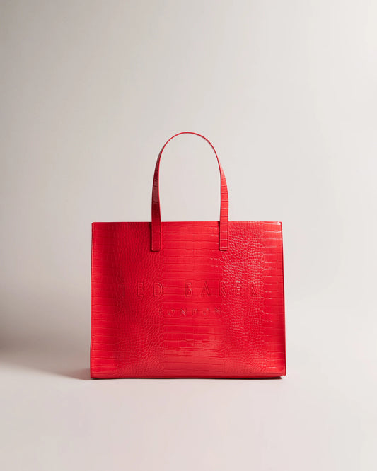 Ted Baker Xl Allicon Mock Croc Icon Tote Bag-Coral