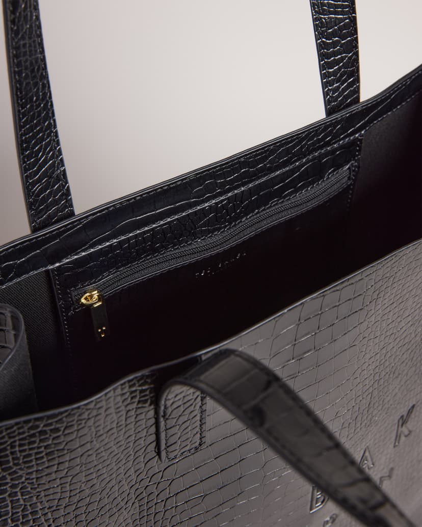 Ted Baker CrocconCroc Detail Large Icon Bag-Black