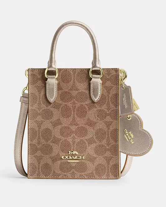 BOXED Mini tote and Mirror -Tan /Gold