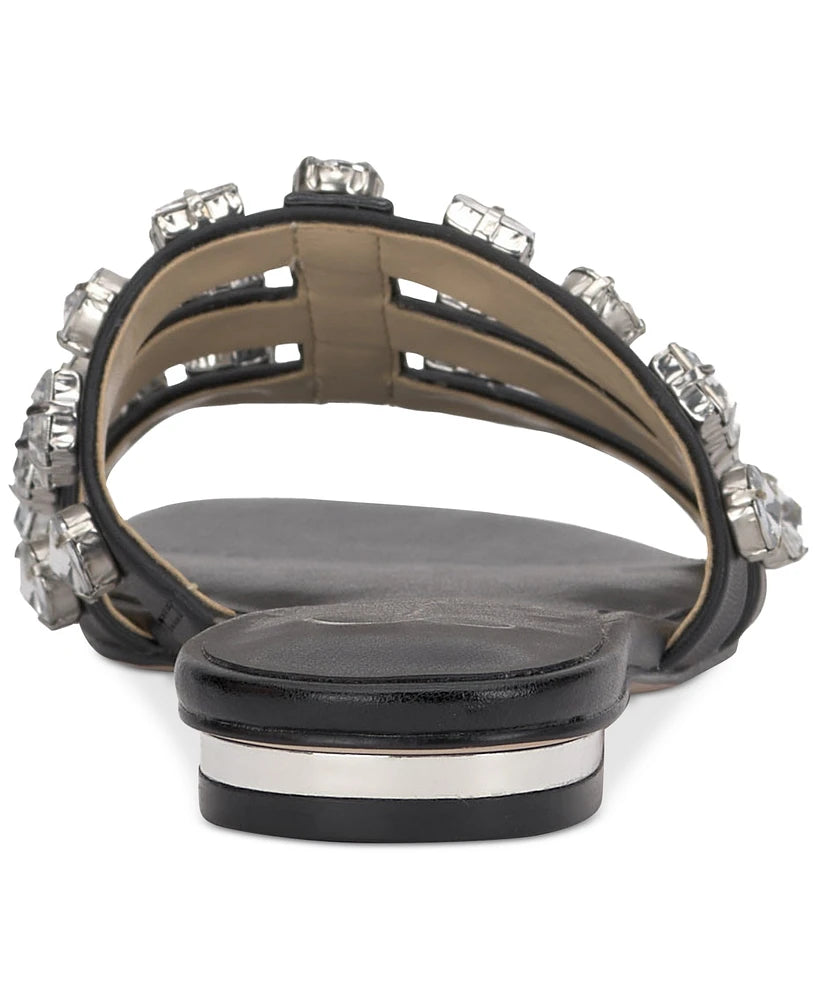 Jessica Simpson Detta Crystal Embellished Slippers-Black