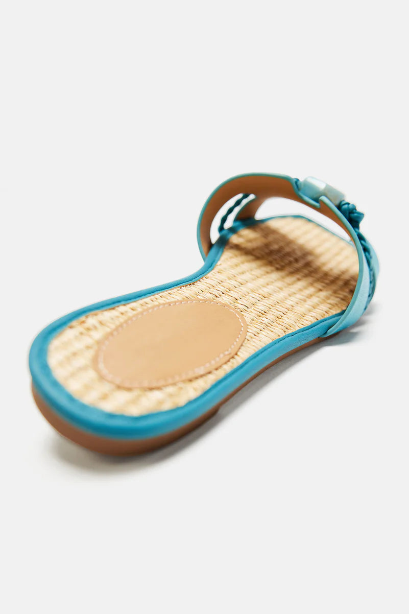 Fashionova Kiera braided Flat Slippers -Blue