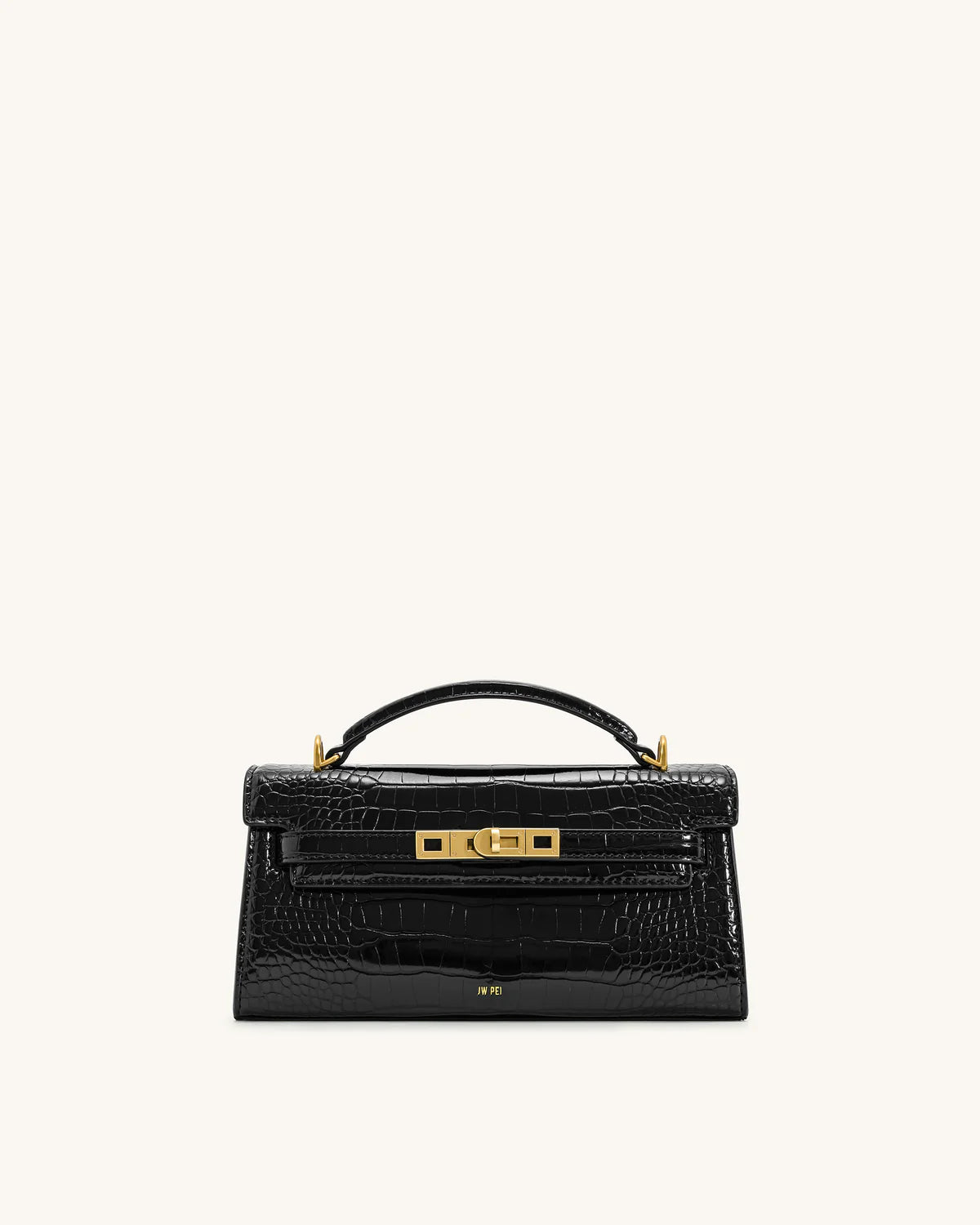Boxed JW PEI Noor top Handle bag -Croc black