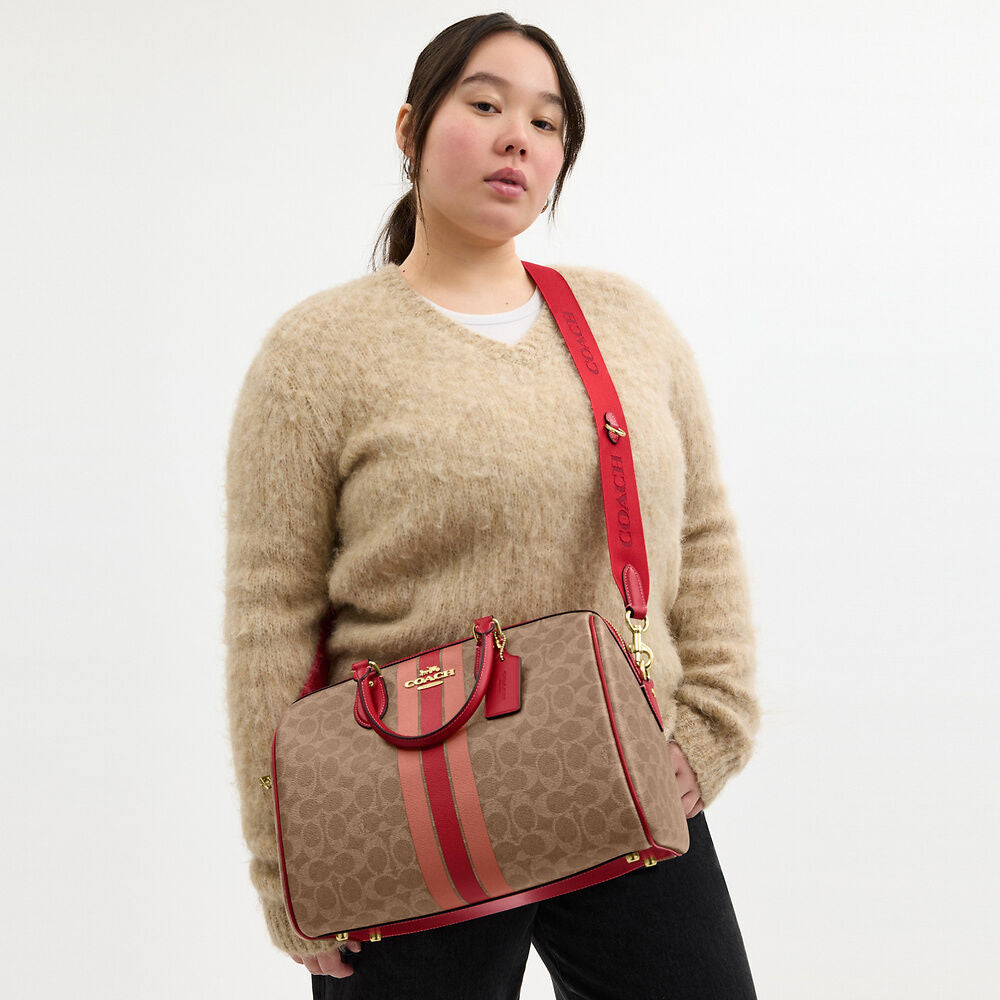 PREORDER Rowan Large Satchel Bag In Signature Canvas With Stripe