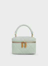 Charles and Keith Quilted Round Pouch crossbody bag- Mint Green