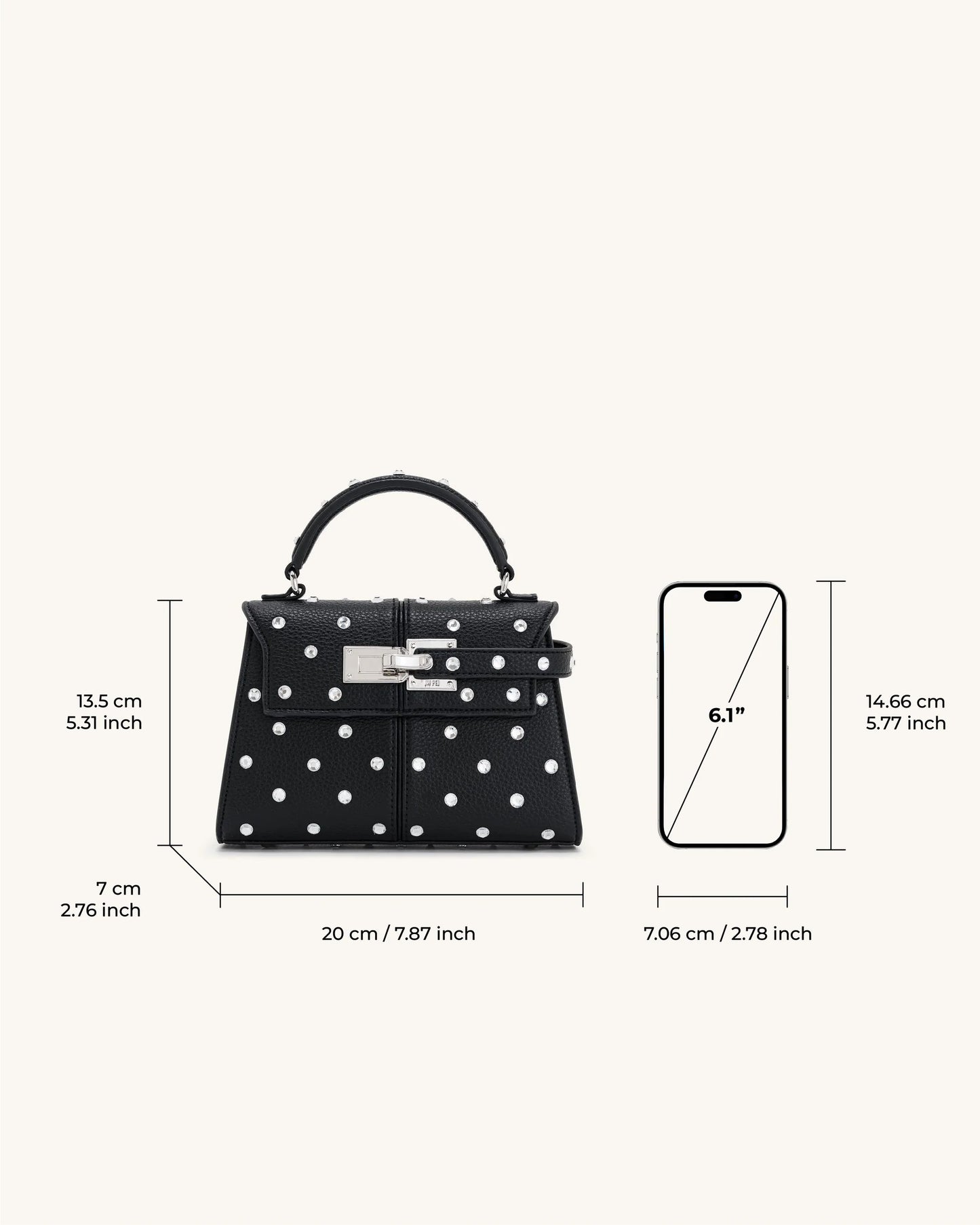 JW PEI Elise Artificial Crystal Top Handle Bag - Black