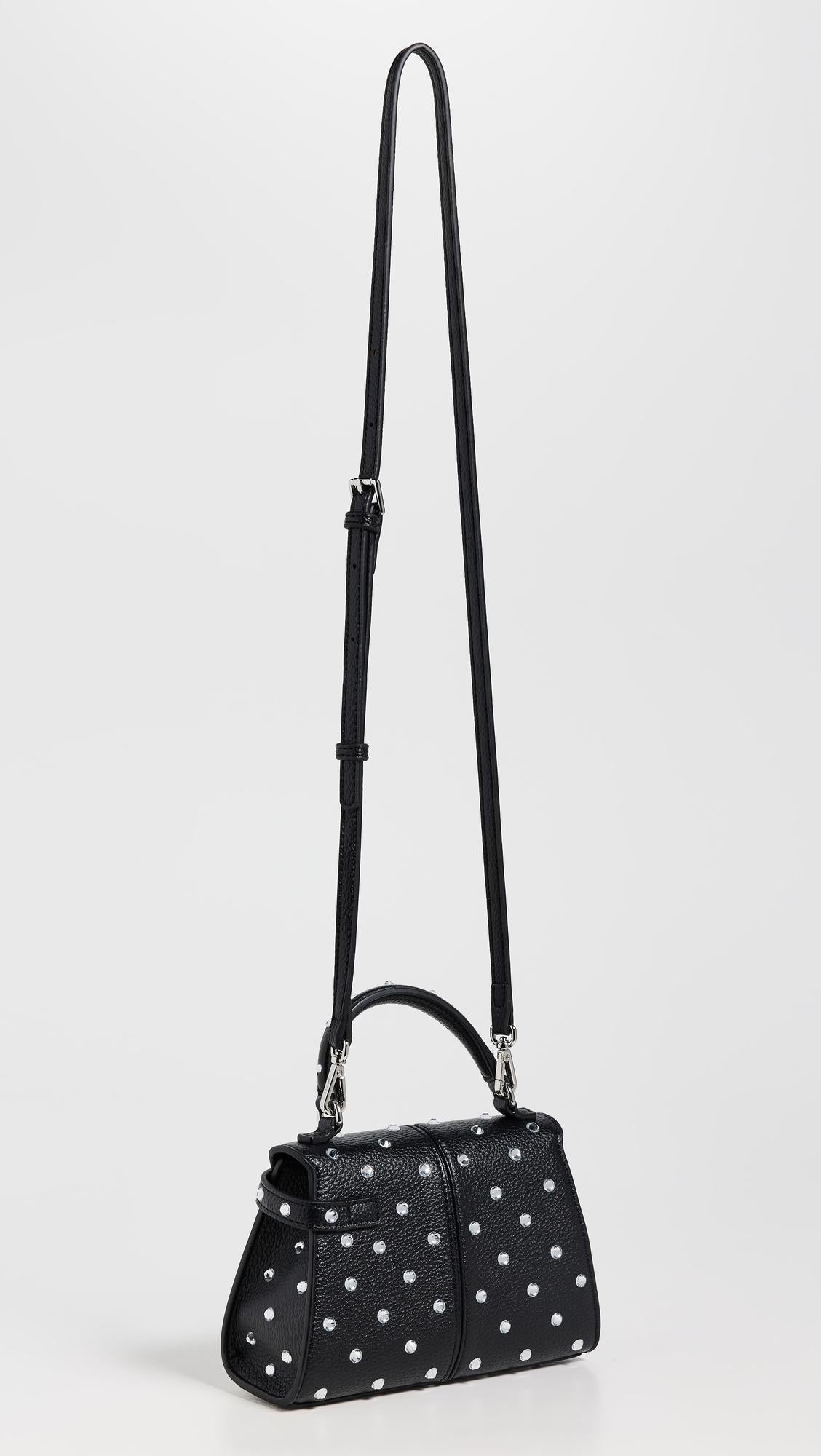 JW PEI Elise Artificial Crystal Top Handle Bag - Black