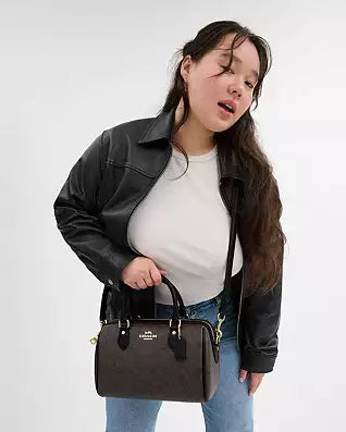 Coach Midi Rowan Satchel bag in Signature canvas-Brown