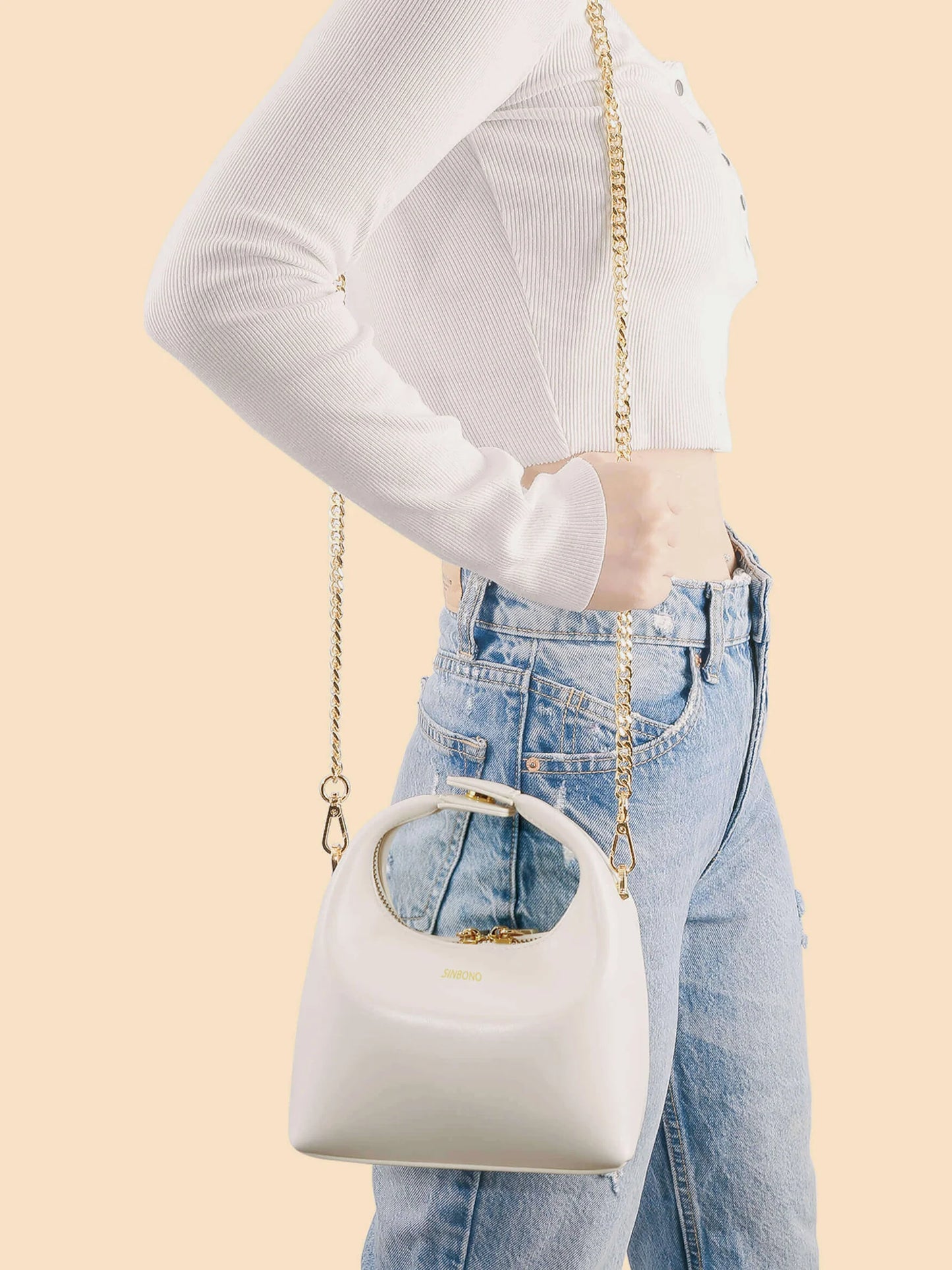 BOXED Sinbono Vienna Mini Top Handle Crossbody Bag -Ivory