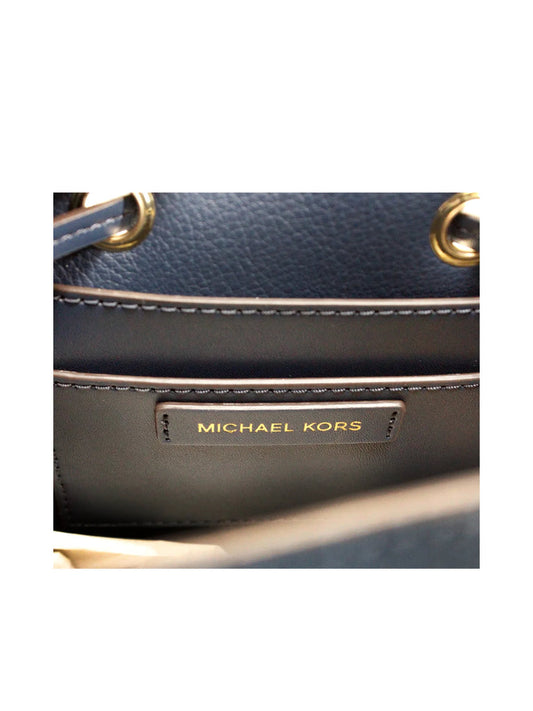 Michael Kors Mercer Mini Pebbled Leather Bucket Bag-Navy