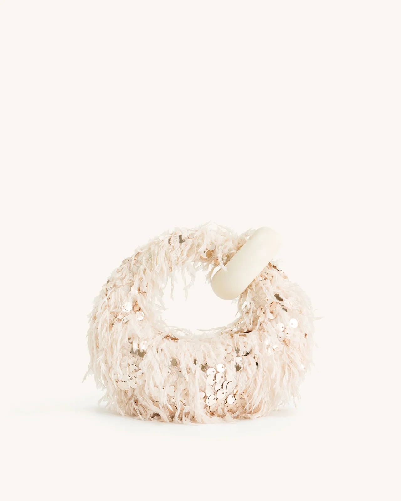 JW PEI Abacus Faux Fur and sequin top handle mini bag-Beige