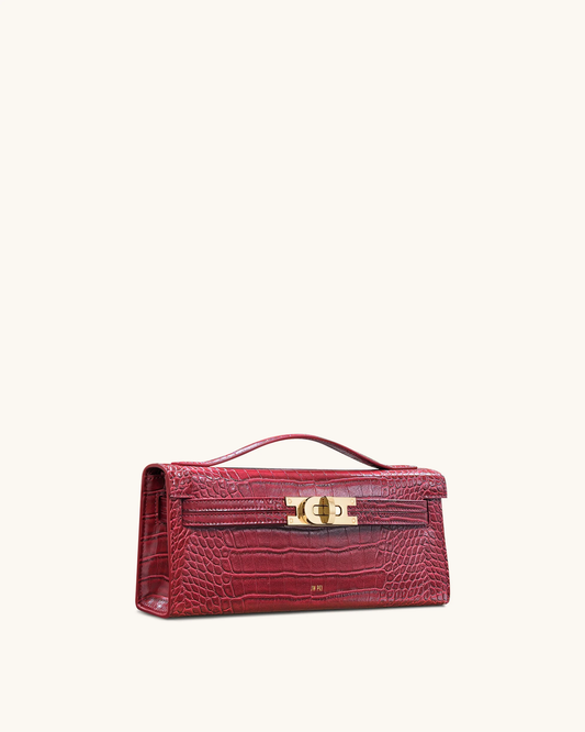 BOXED JW PEI Bria Structured Top Handle Bag - Burgundy Croc