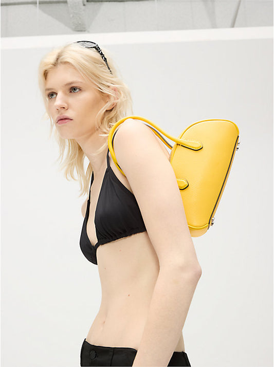 BOXED Michael Kors Lulu Small Pebbled Leather Satchel bag-Yellow