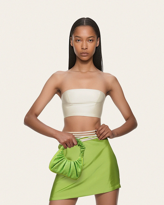 BOXED JW PEI Gabbi Crystal Ruched Hobo handbag - Green