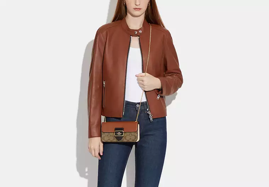 Morgan MINI Crossbody In Colorblock Signautre Canvas bag-Gold Multi