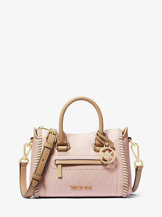BOXED Michael Kors Carine Mini Signature Logo Satchel- Blush
