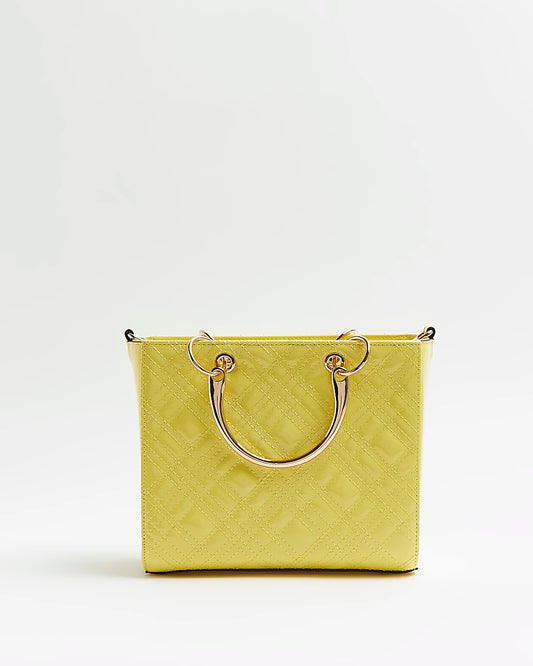 River Island Patent Quilted Tote bag -Yellow - Premium from House of Glitz - Just $40000.00! Shop now at House of Glitz