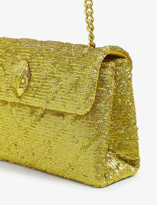 Kurt Geiger Medium Kensington sequin-embellished quilted crossbody bag-Gold - Premium from House of Glitz - Just $105000.0! Shop now at House of Glitz