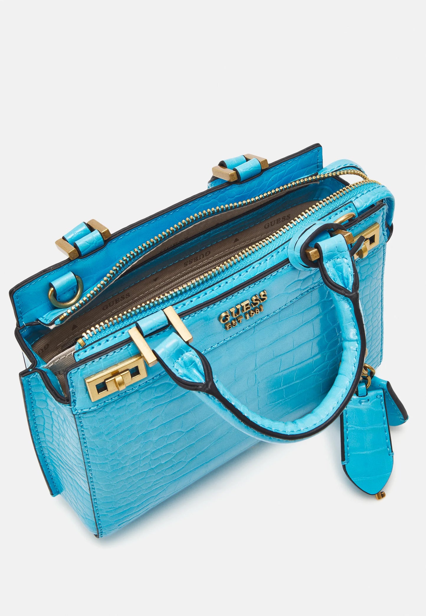 Guess Mini Katey Croc Satchel bag-Blue