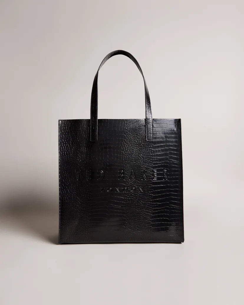 Ted Baker CrocconCroc Detail Large Icon Bag-Black