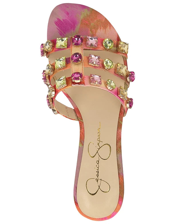 Jessica Simpson Detta Crystal Embellished Slippers-Multi