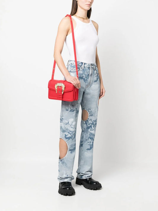 Versace Jeans Couture Midi logo-buckle satchel bag-Red