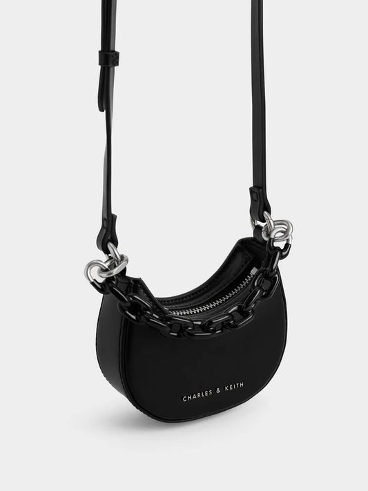 Charles & Keith Koi Micro Chain Handle Mini Bag - Black