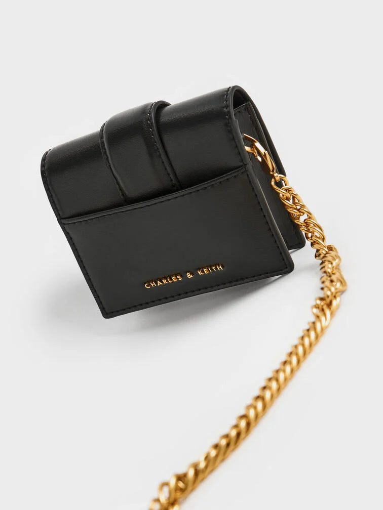 Charles & Keith Gabine Chain-Link Micro crossbody bag-Black