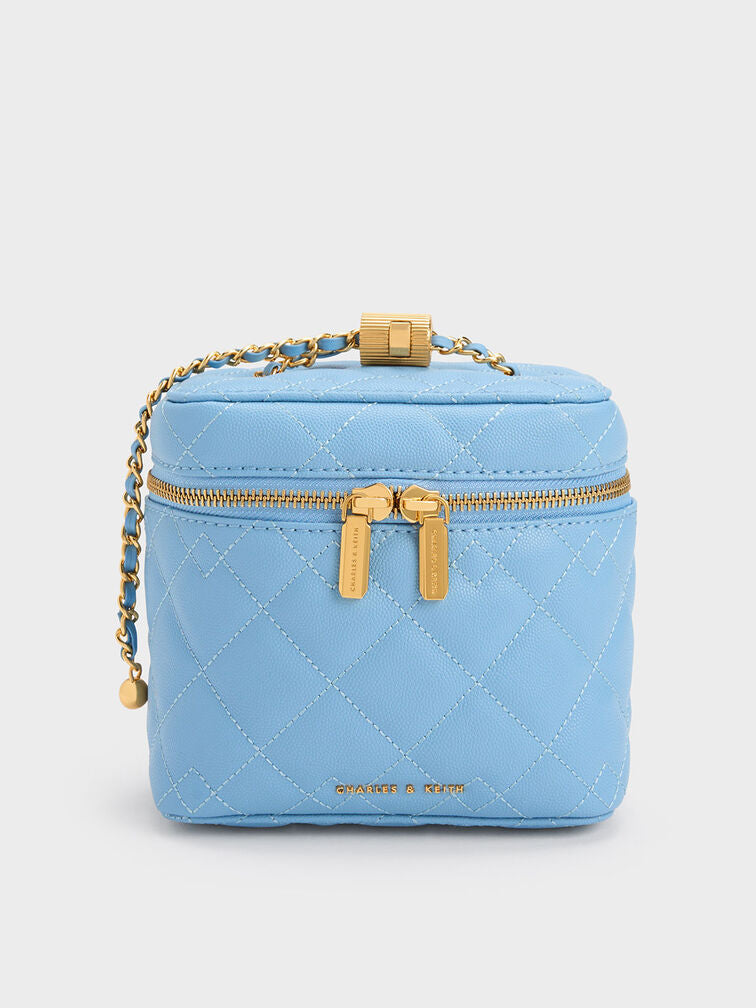 PREORDER Charles & Keith Nezu Quilted Boxy Bag-Blue