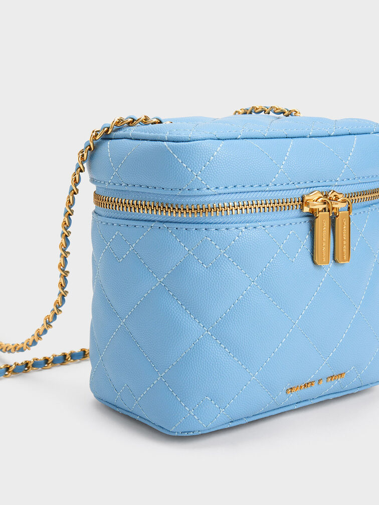 PREORDER Charles & Keith Nezu Quilted Boxy Bag-Blue