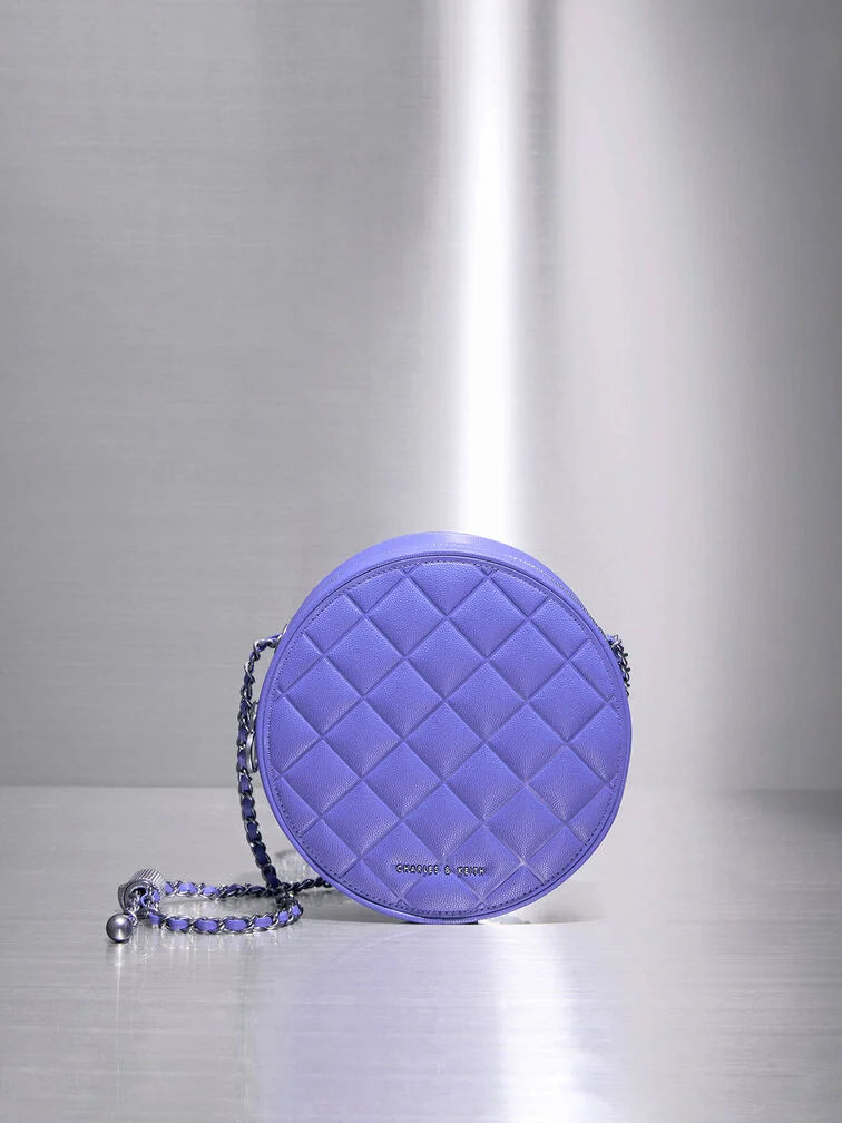 PREORDER-Charles & Keith Kwan Quilted Circle Bag - Purple