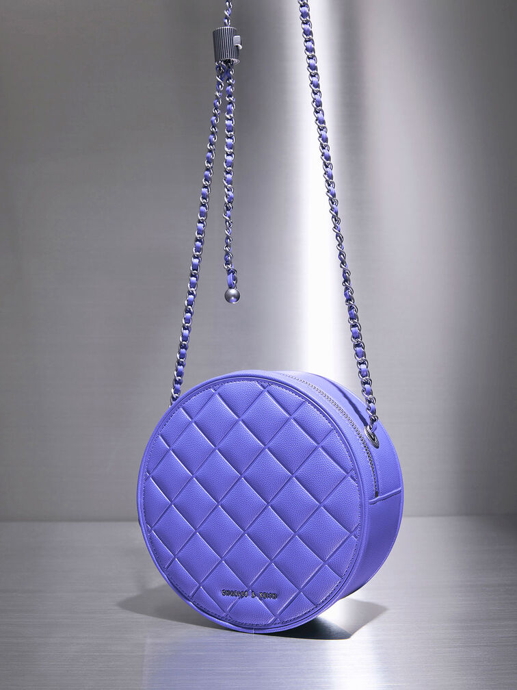 PREORDER-Charles & Keith Kwan Quilted Circle Bag - Purple