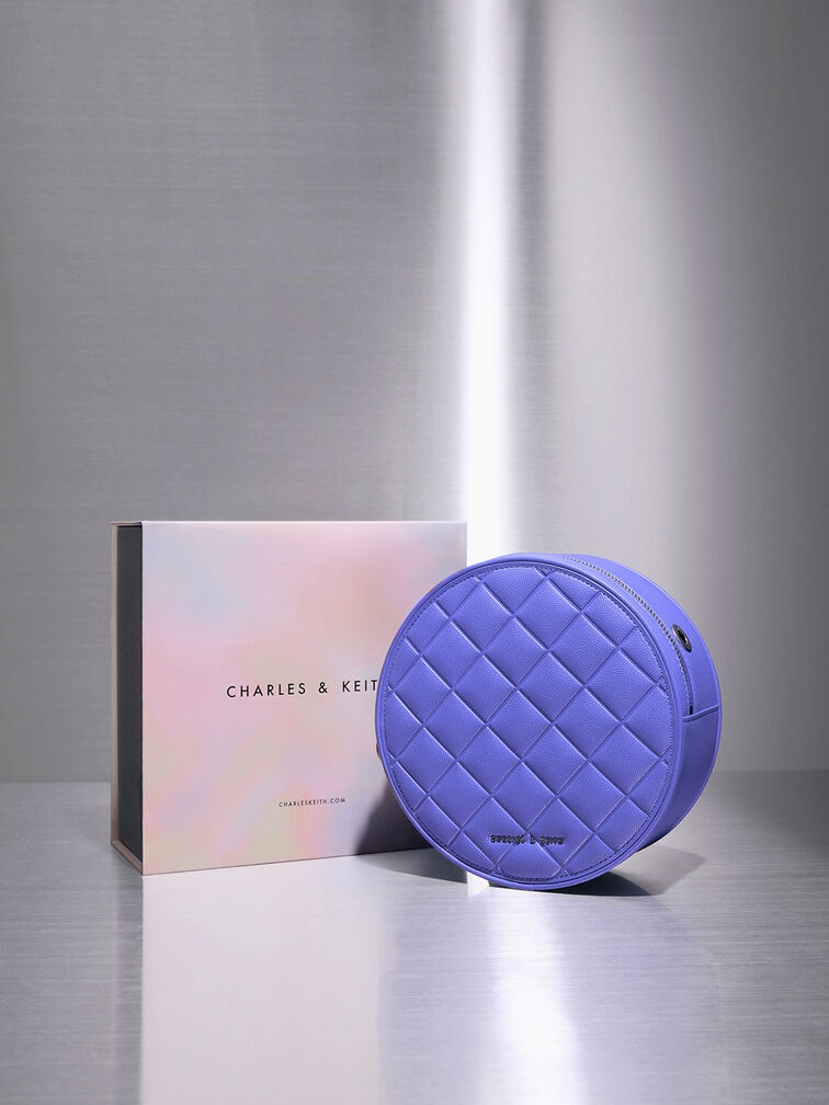 PREORDER-Charles & Keith Kwan Quilted Circle Bag - Purple