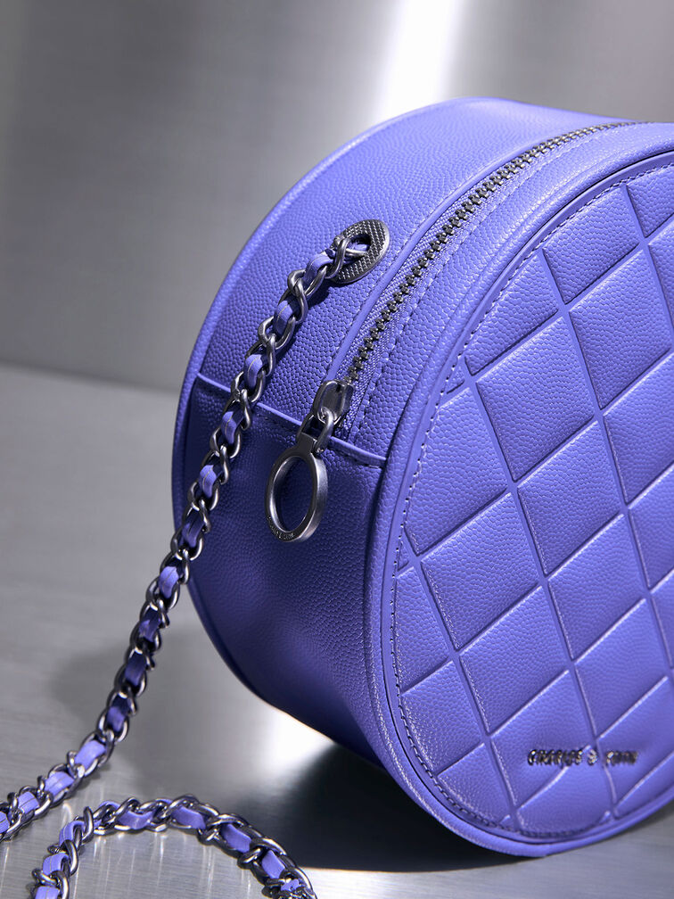 PREORDER-Charles & Keith Kwan Quilted Circle Bag - Purple