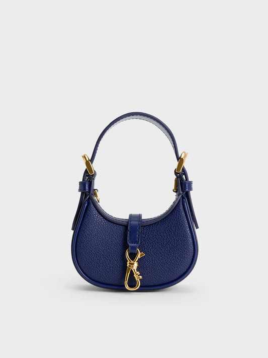 Charles and Keith Thessaly Metallic Accent Micro Bag - Navy