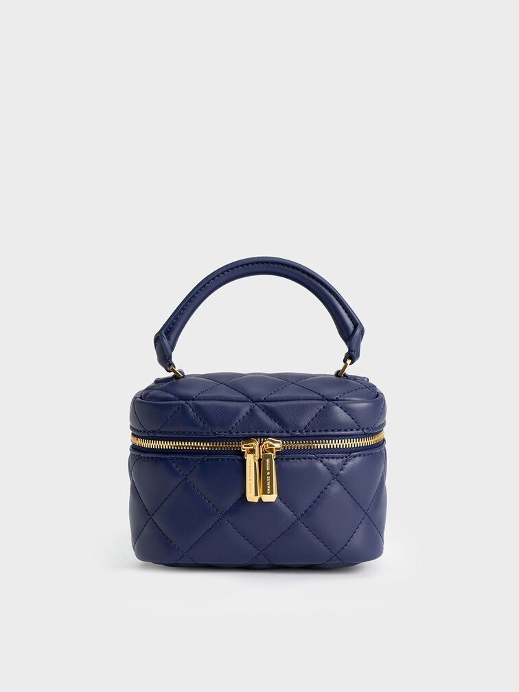 PREORDER Charles & Keith Quilted Vanity Pouch bag-Blue