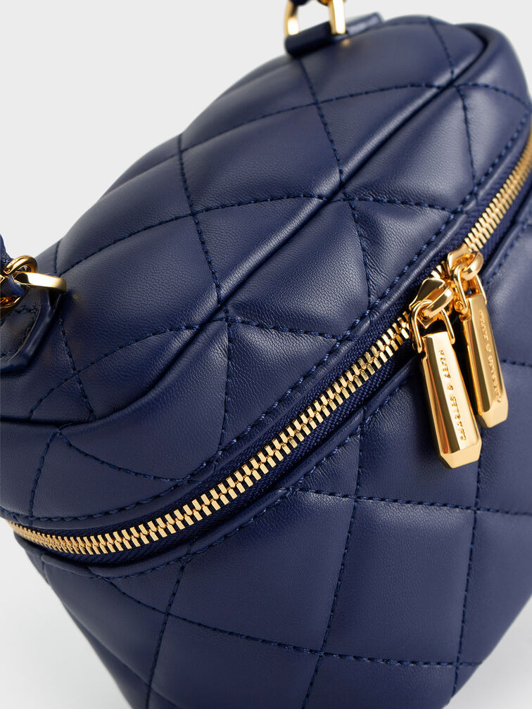 PREORDER Charles & Keith Quilted Vanity Pouch bag-Blue