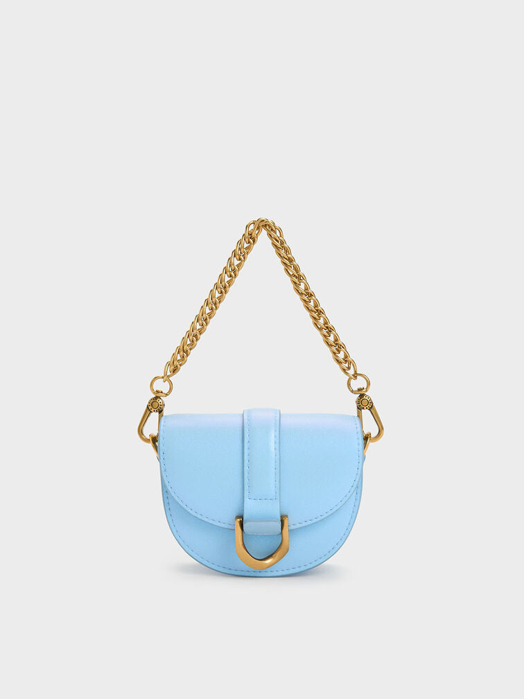 Charles & Keith Micro Gabine Quilted Saddle Bag - Blue