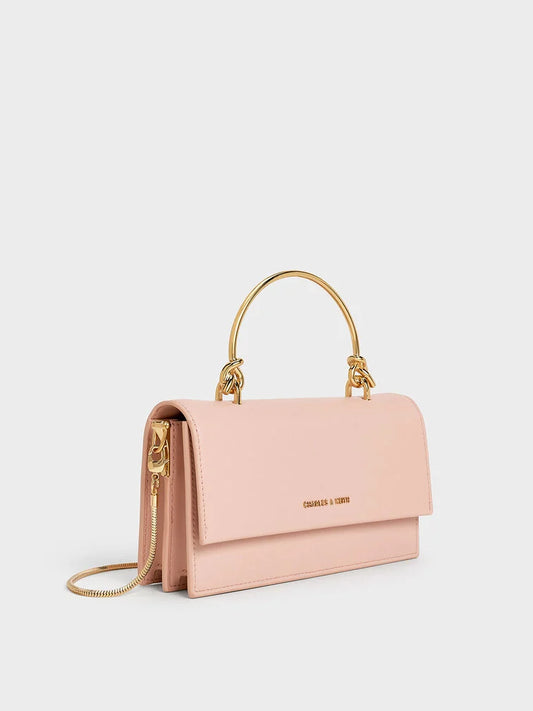 PREORDER BOXED Charles and Keith Kristine Sculptural-Handle Long Wallet - Light Pink