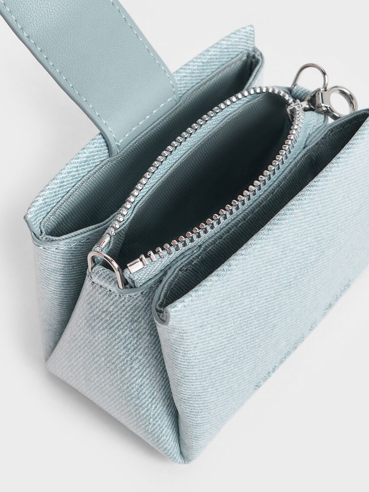 Charles & Keith Micro Bosie Patent Top Handle Pouch - Denim Blue