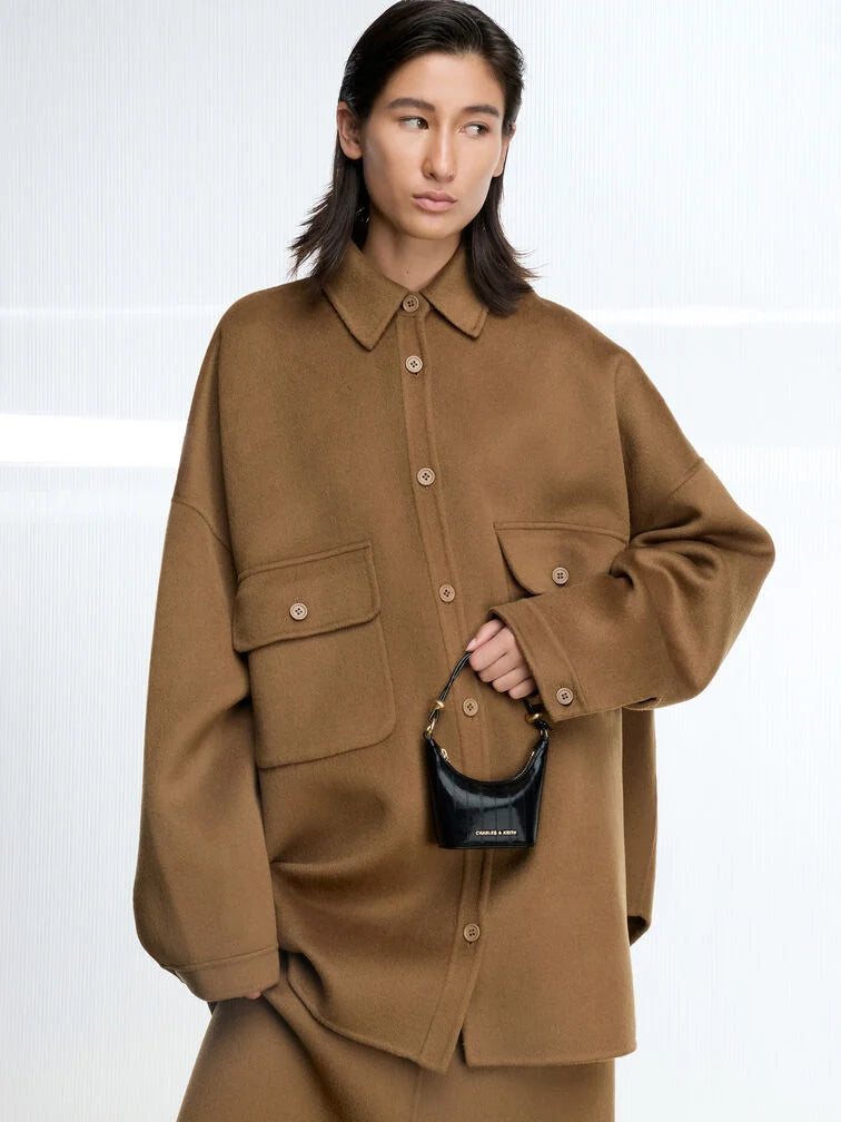 BOXED Charles and Keith Micro Augustine Eel-Effect Chain-Handle Bag - Black