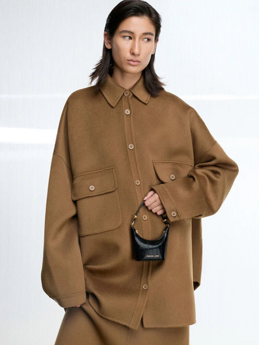 BOXED Charles and Keith Micro Augustine Eel-Effect Chain-Handle Bag - Black