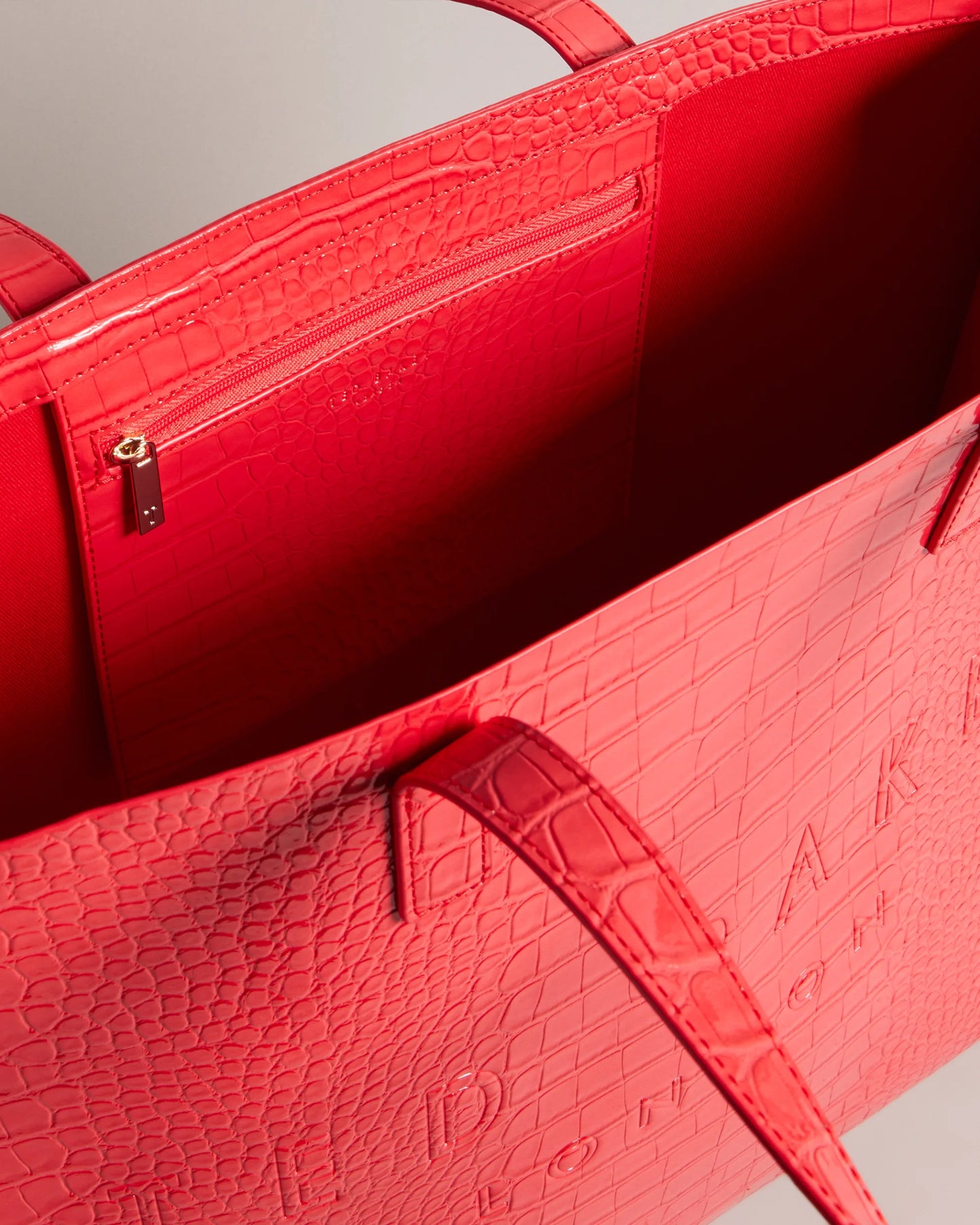Ted Baker Xl Allicon Mock Croc Icon Tote Bag-Coral