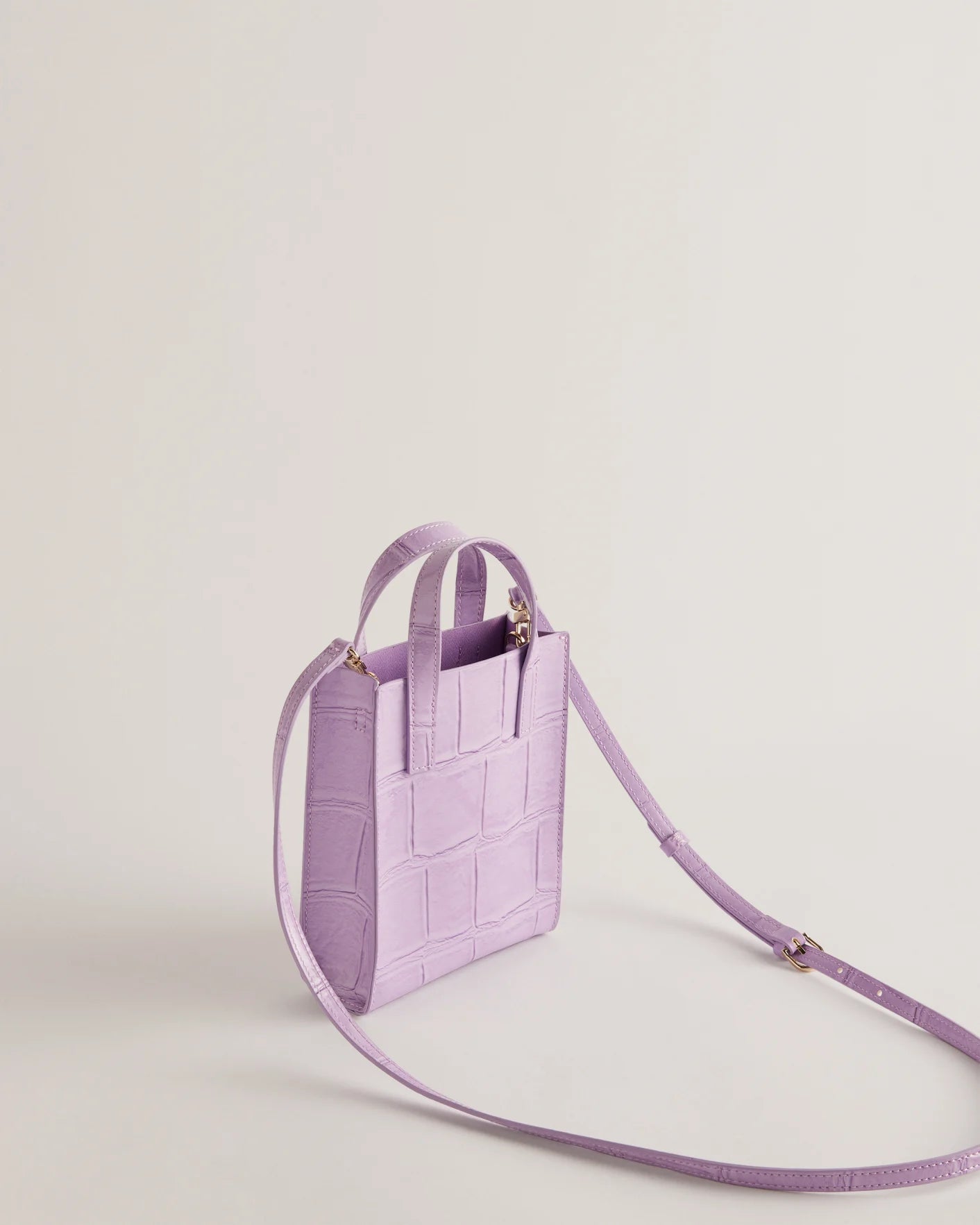 Ted Baker Gatocon Mini Croc Detail Icon Bag-Lilac