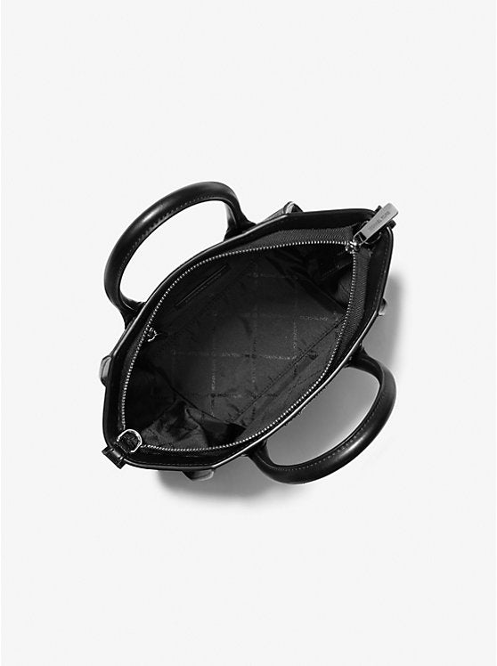 Michael Kors Avril MIDI Studded Patchwork and Signature Logo Satchel black