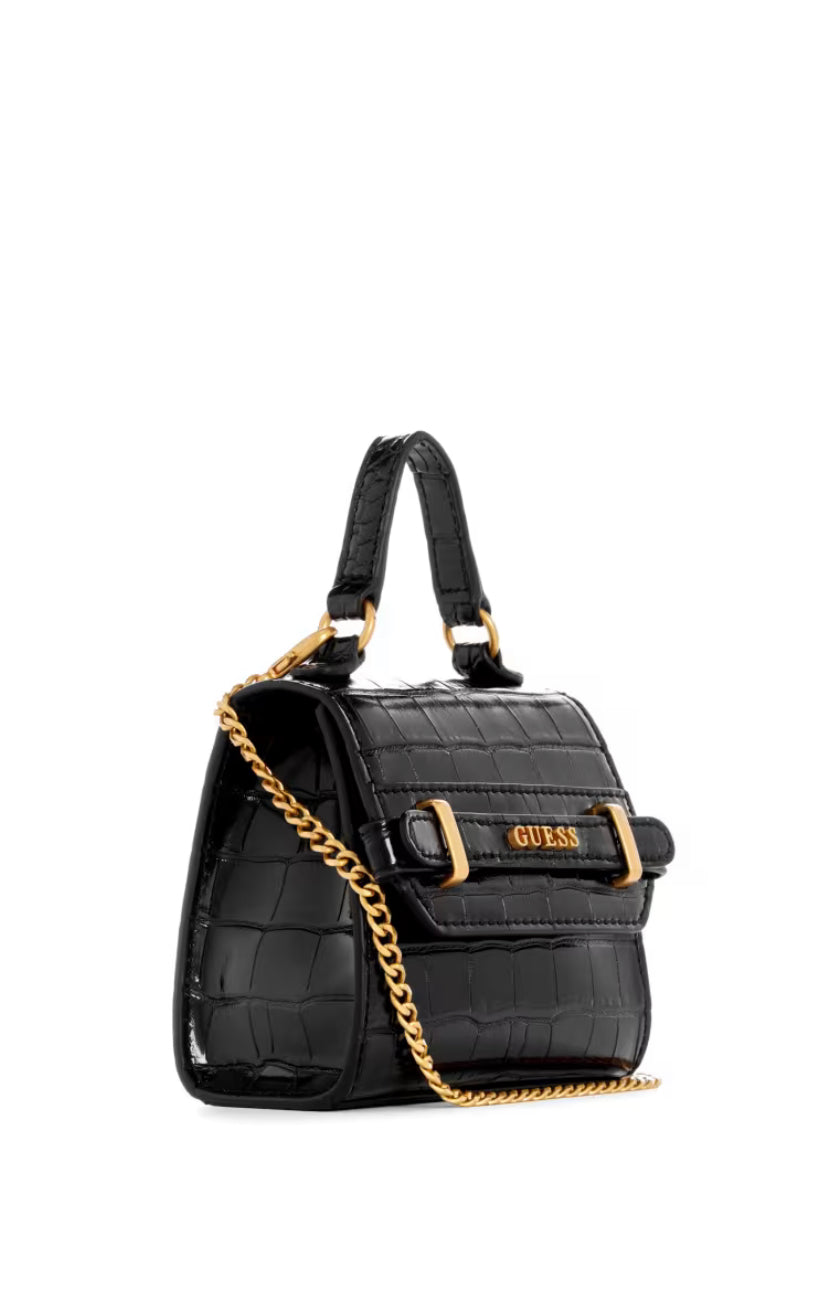 Guess Sestri Micro mini Croc crossbody bag -Black