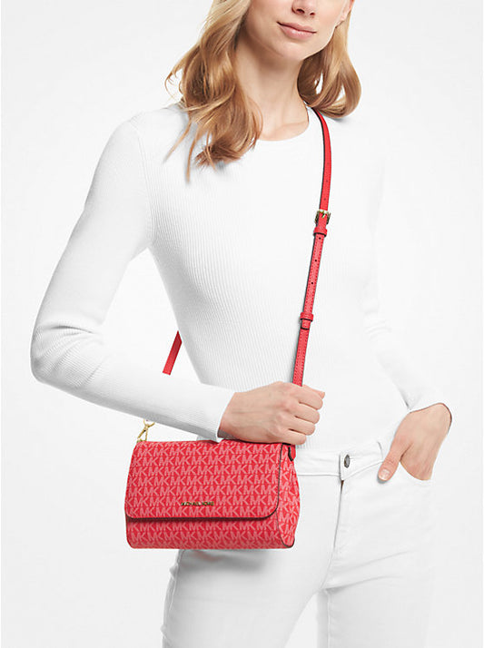 Michael Kors Jet Set Signature Logo Convertible Crossbody Bag-Red