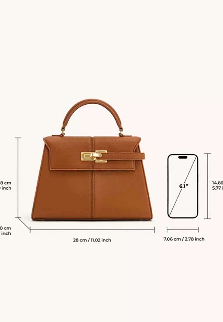 BOXED JW PEI Elise top handle bag -Brown Midi