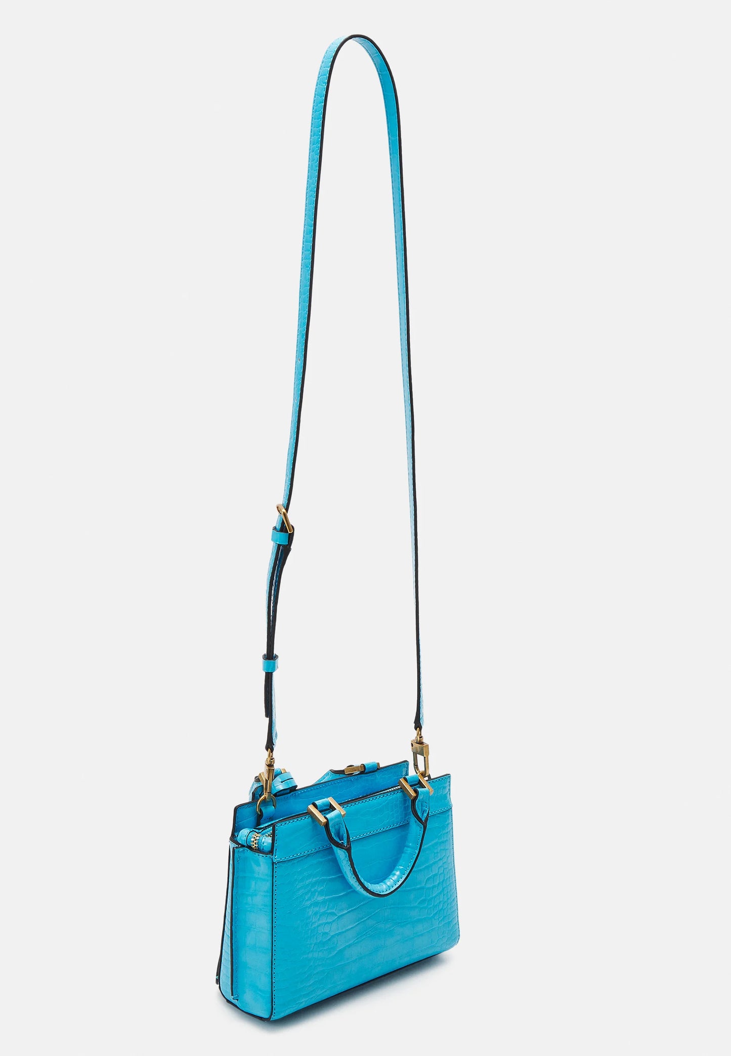 Guess Mini Katey Croc Satchel bag-Blue