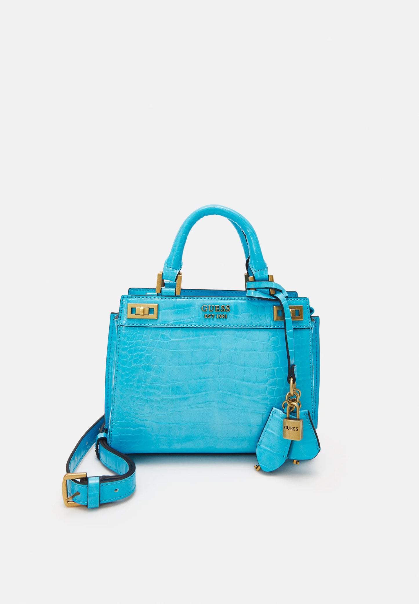 Guess Mini Katey Croc Satchel bag-Blue